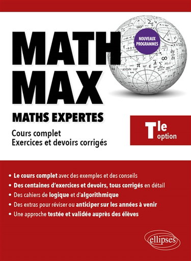 Couverture de Math max terminale option, maths expertes : cours complet, exercices et devoirs corrigés : nouveaux programmes