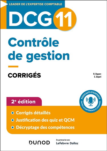 Couverture de DCG 11, contrôle de gestion : corrigés