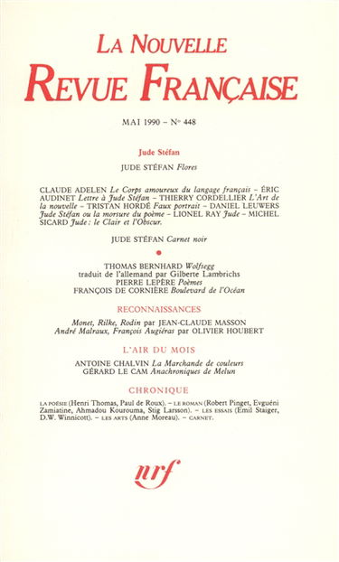 Nouvelle revue française, n° 448