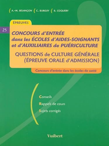 Concours d'entrée en instituts d'AS/AP: Questions de culture générale (Epreuve orale d'admission)
