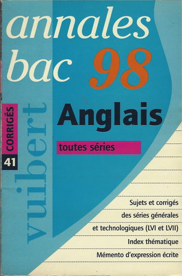Annales 1998, anglais, bac, numéro 41, corrigés
