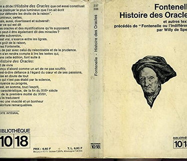 Couverture de FONTENELLE:HISTOIRE DES ORACLES;