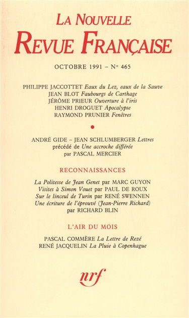 Nouvelle revue française, n° 465