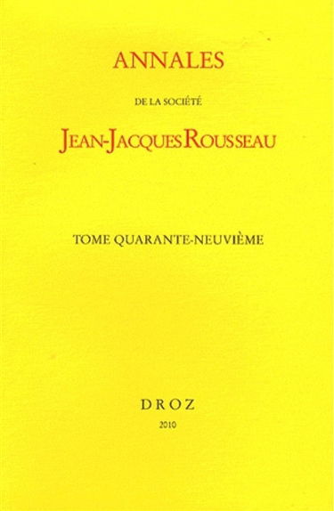 Annales de la Société Jean-Jacques Rousseau, n° 49