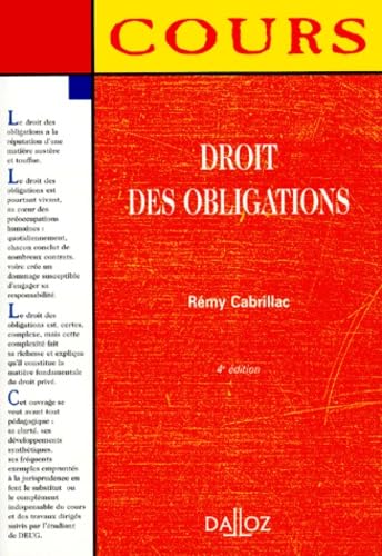 Droit des obligations, 4e édition