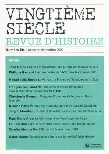 Vingtième siècle, n° 104. Varia