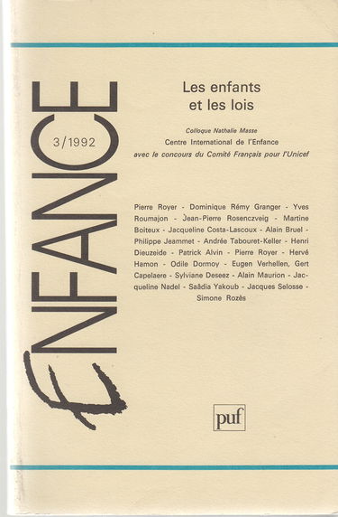 Enfance, 1992, numéro 3
