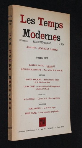 Couverture de Les Temps Modernes n°209 (octobre 1963) et 210 (novembre 1963) (19e année)