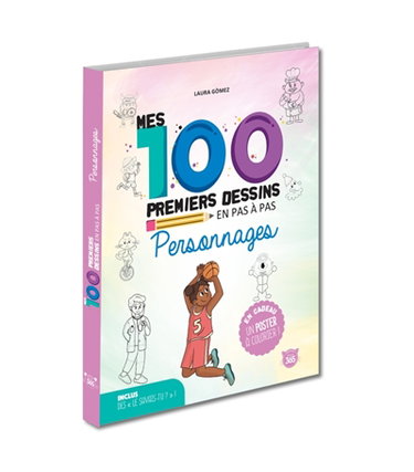 Couverture de Mes 100 premiers dessins en pas à pas : personnages