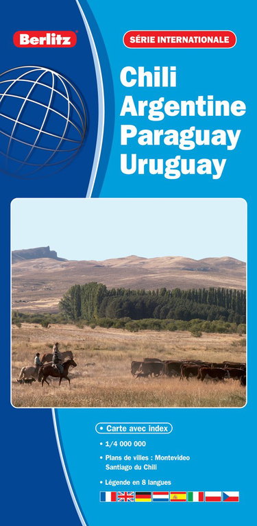 Couverture de Chili, Argentine, Paraguay, Uruguay - Carte routière et touristique par BERLITZ