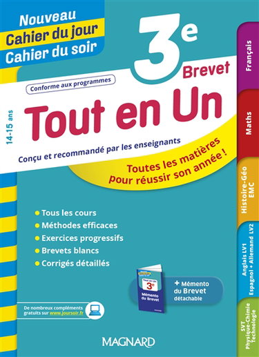 Tout en un brevet 3e, 14-15 ans : toutes les matières pour réussir son année !