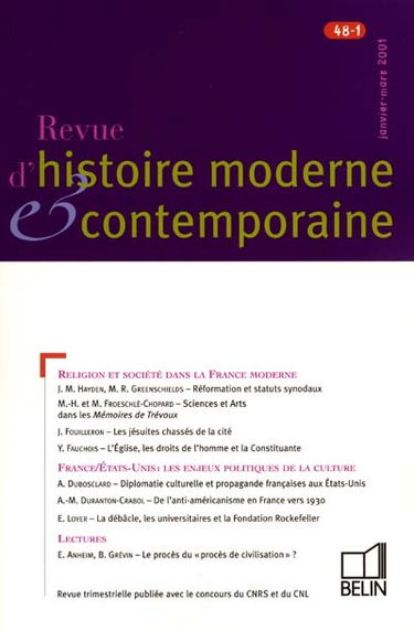 Revue d'histoire moderne et contemporaine, n° 48