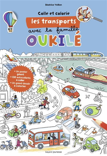 Colle et colorie les transports avec la famille Oukilé