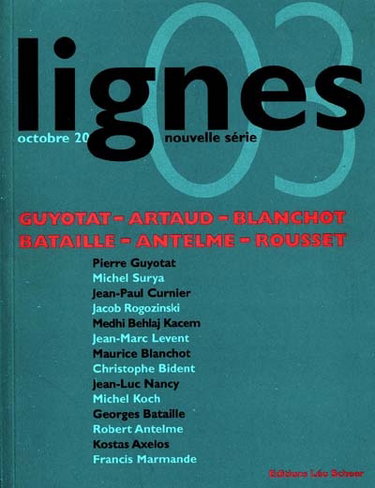 Lignes, nouvelle série, n° 3. Littérature et imprécation