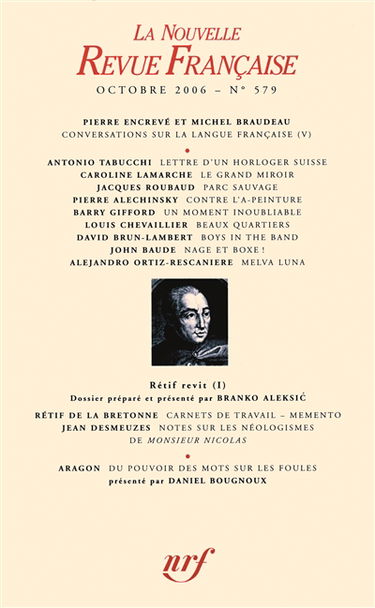 Nouvelle revue française, n° 579
