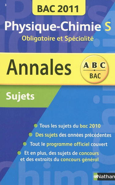 Physique chimie S, obligatoire et spécialité : bac 2010, sujets
