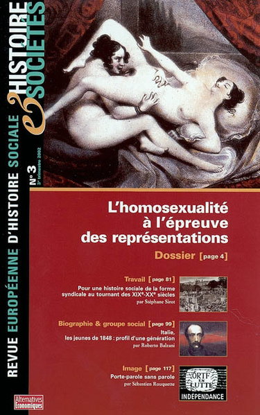 Couverture de Histoire & sociétés, n° 3 (2002). L'homosexualité à l'épreuve des représentations