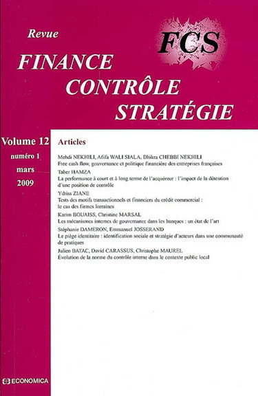 Finance, contrôle, stratégie, n° 12-1