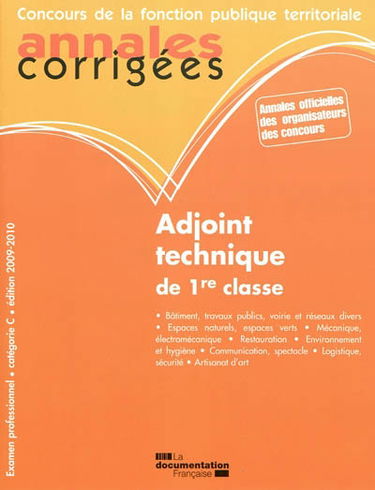 Adjoint technique de 1re classe : examen professionnel