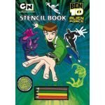 Ben 10 Alien Force: Livre pochoir - 9 caractères avec 4 crayons de couleur