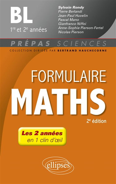 Couverture de Formulaire maths BL 1re et 2e années