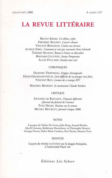 La Revue Littéraire, N°27, juillet-août 2006