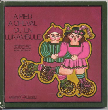 Couverture de A pied A cheval ou en Lunambule - albums 3 pommes pour les enfants hauts comme trois pomme