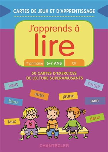Couverture de J'apprends à lire, 1re primaire, 6-7 ans, CP : 50 cartes d'exercices de lecture superamusants