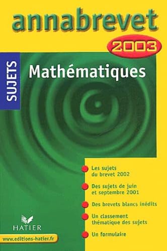 Mathématiques, sujets 2003