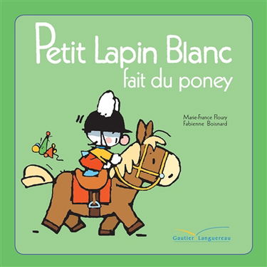 Petit Lapin blanc fait du poney