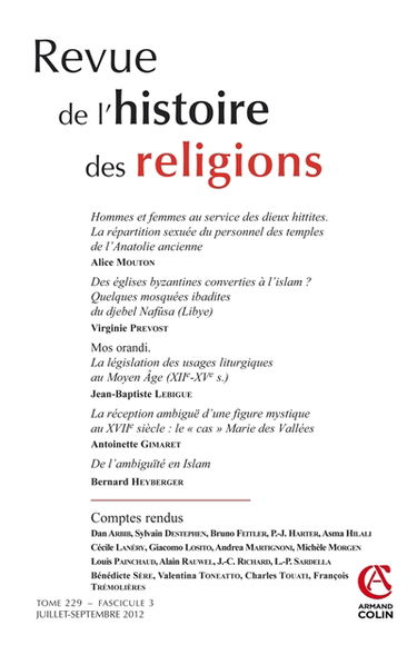 Revue de l'histoire des religions, n° 3 (2012)
