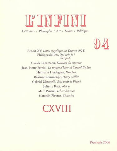Infini (L'), n° 94