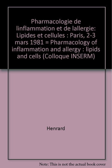 Pharmacologie de l'inflammation et de l'allergie