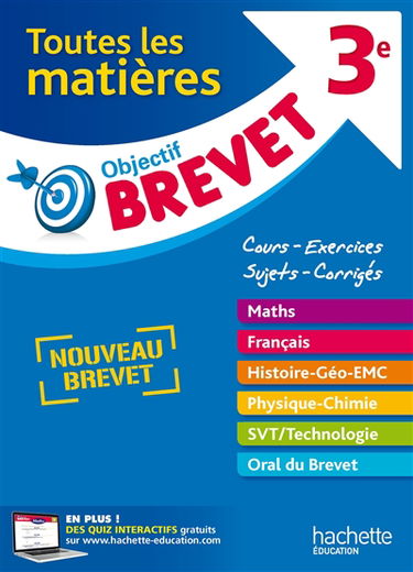 Toutes les matières 3e : cours, exercices, sujets, corrigés