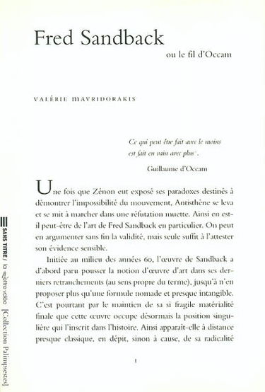 Fred Sandback ou le fil d'Occam