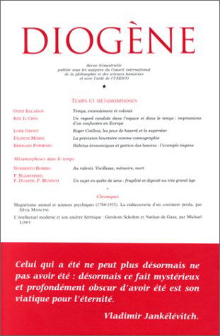 Diogène, n° 190. Temps et métamorphoses