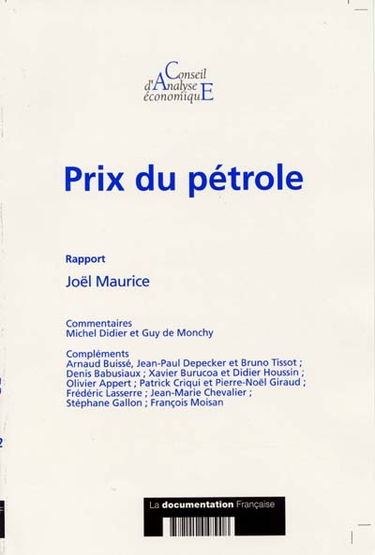 Prix du pétrole : rapport