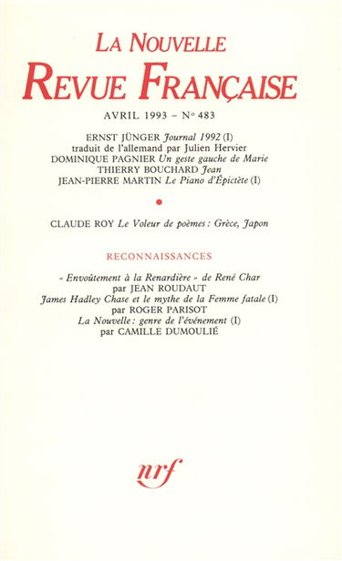 Nouvelle revue française, n° 483