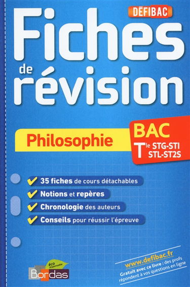 Philosophie bac, terminale STG-STI-STL-ST2S : fiches de révision