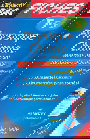 Physique chimie, terminale S : obligatoire + spécialité : 58 fiches détachables