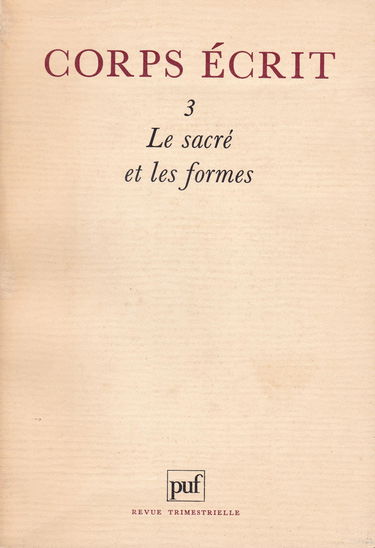 Le sacré et les formes - Corps écrit n° 3