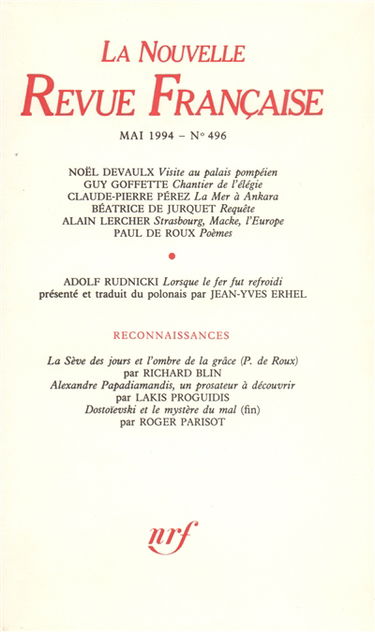 Nouvelle revue française, n° 496