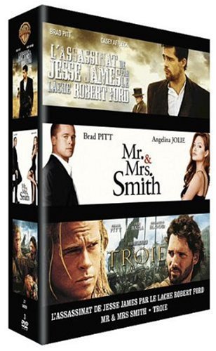 Couverture de Coffret Brad Pitt : Mr and Mrs. Smith, Troie, L'assassinat de Jesse James