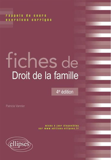 Fiches de droit de la famille : rappels de cours et exercices corrigés
