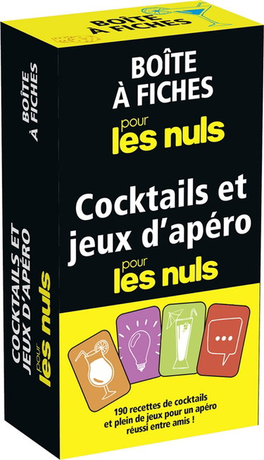 Couverture de Cocktails et jeux d'apéro pour les nuls : boîte à fiches : 190 recettes de cocktails et plein de jeux pour un apéro réussi entre amis ! par Guy Musart