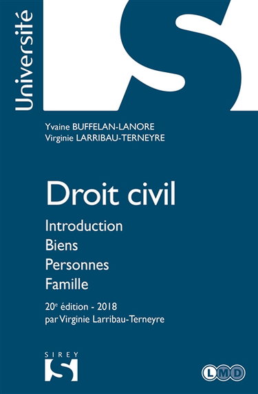 Couverture de Droit civil : introduction, biens, personnes, famille