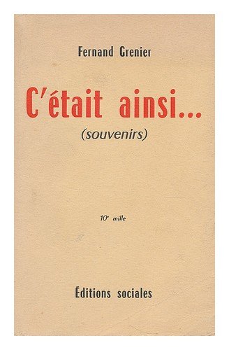 Couverture de C'etait ainsi ... souvenirs
