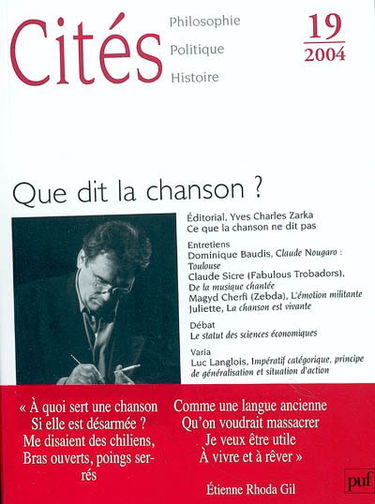 Cités, n° 19. Que dit la chanson ?
