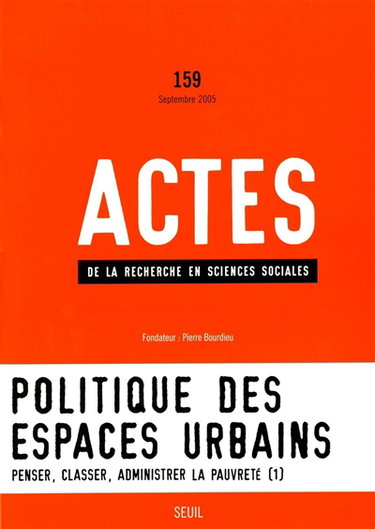 Couverture de Actes de la recherche en sciences sociales, n° 159. Impasses de la mixité sociale par Collectif