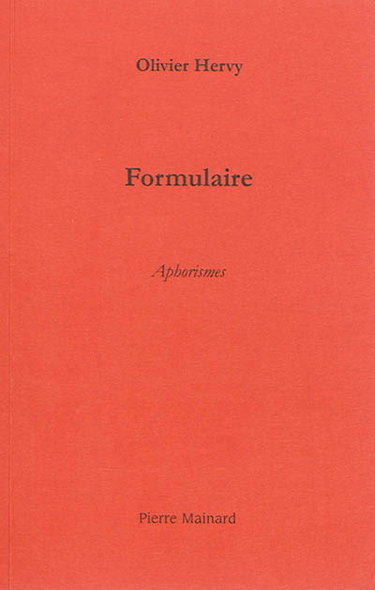 Couverture de Formulaire : aphorismes